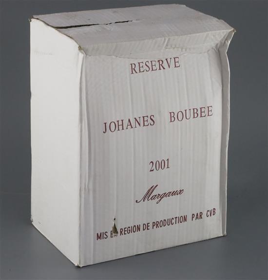 Six bottles of Reserve 2001 Margaux, Maison Johanes Boubee